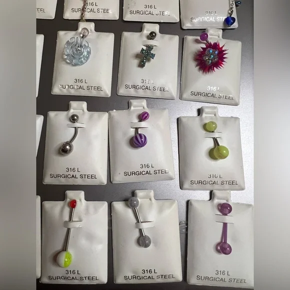 Bulk Lot 32 NOS Belly Rings 316L Surgical Steel Jewelry Store Stock Y2K
